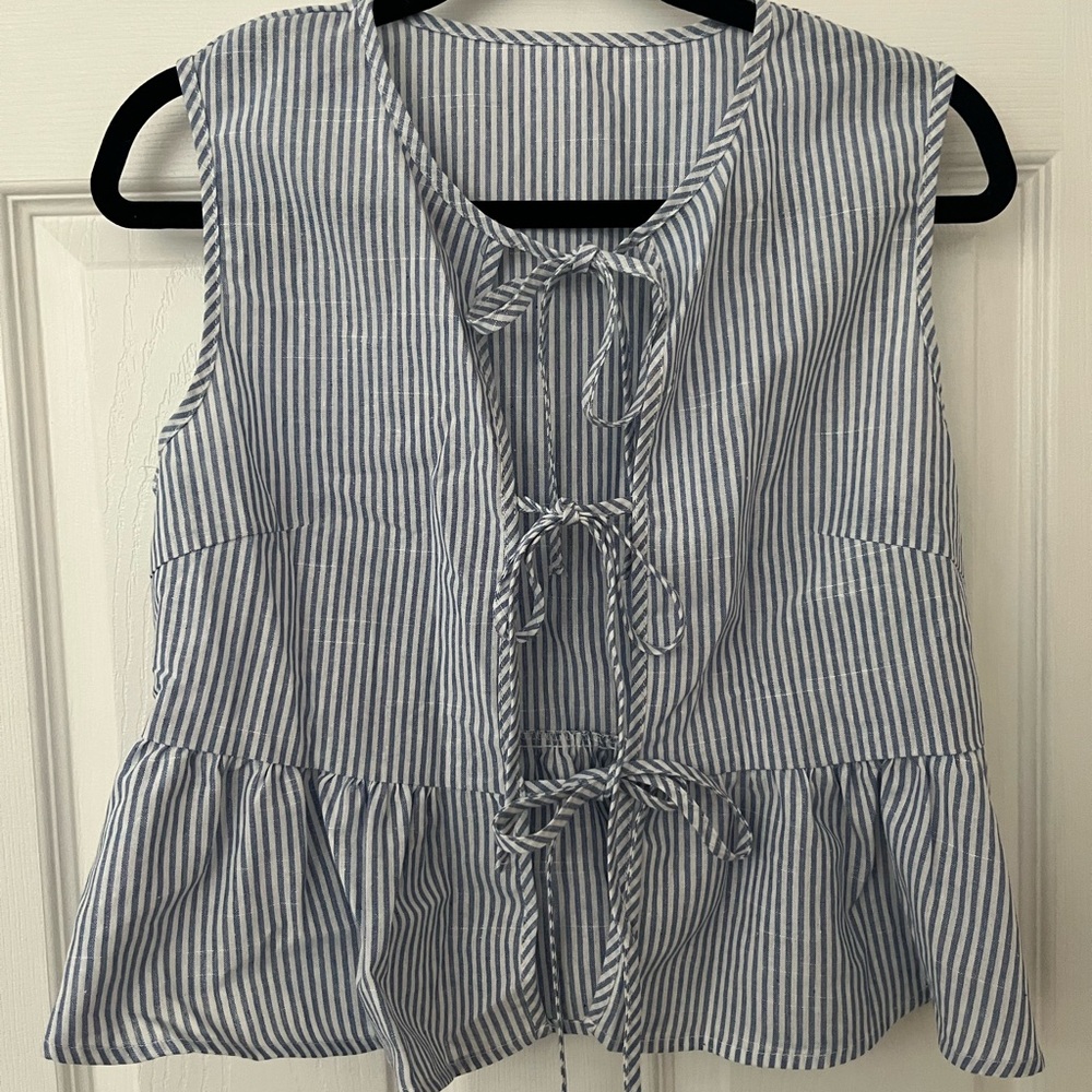 Striped Blue Sleeveless Top